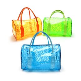 Evening Bags Women Summer Candy Color Clear Beach Tote Large Stripe PVC Swim Handbag Jelly Bag