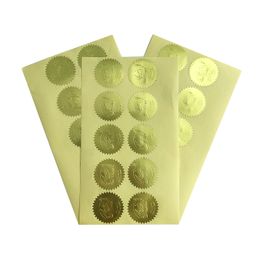 -Las etiquetas en relieve adhesivo de papel de oro personalizado etiqueta autoadhesiva de 1 pulgada de grabación en relieve Ronda Vino Pegatinas Lámina de Oro Shinny engranaje Edge