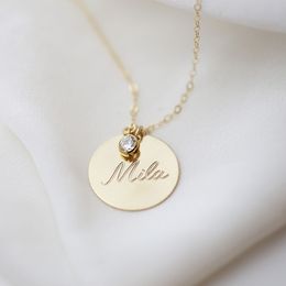 Gold Disk Necklace Handmade Initial Letter Coins Choker Gold Filled Pendants Collier Femme Kolye Jewelry