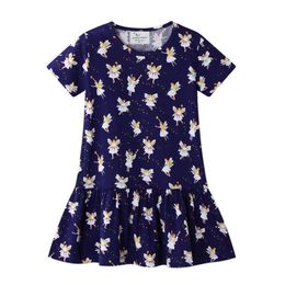 Jumping Metres Fashion Princess Girls Dresses With Fairy Printed Summer Cotton Baby Clothing Tutu Dress for Toddler 210529