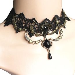 Pendant Necklaces Senior Gothic Korean Fashion Trend Stylish Vintage Black Lace Choker For Women Girls Female Party Jewellery AN001