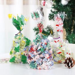 Gift Wrap 50 Pcs/pack Christmas Cookie Packing Plastic Bags Xmas Cellophane Party Treat Candy Bag Festival Favor Package