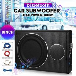 800W 8" bluetooth Car Amplifier Car Audio Slim Under Seat Active Subwoofer Bass Speaker Auto Woofer Music Player