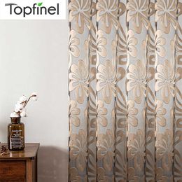 Sheer Curtain Geometric Window Tulle Jacquard For Living Room Bedroom Panels Kitchen Custom Made 210712