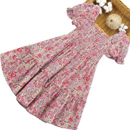 Dresses For Girls Floral Pattern Party Dress For Girls Ruffles Kids Dress Summer Children's Costumes For Girls 6 8 10 12 14 Q0716