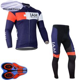 IAM Team winter cycling Jersey Set Mens thermal fleece long sleeve Shirts Bib Pants Kits mountain bike clothing racing bicycle sports suits S210507100