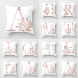 Pillow Case UK Single Letter Printed Cushion Cover Alphabet A-Z Initials Decors Decorative Square Floral Pillowcases Fall Decor