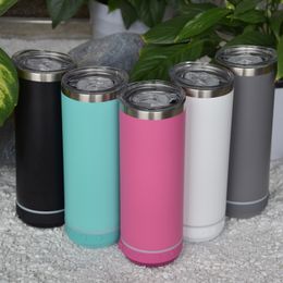 Blue Tooth Speaker Tumbler 20oz Straight Tumblers Stainless Steel Water Bottle Insulation Coffee Mug with Straw Double Wall Drinking Cup Wholesale A02