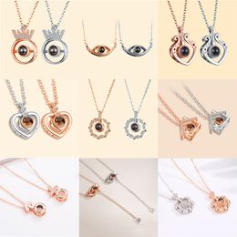 100 language vibrato with the same love memory projection necklace men and women couple pendant