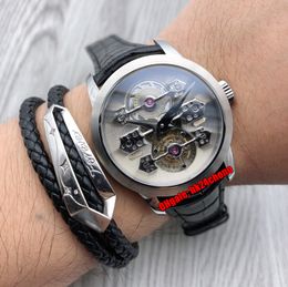 Super Version Watches RMF 41mm 99193-53-002-BA6A True Tourbillon Mechanical Bridges Mens Watch Silver Dial Leather Strap Gents Sports Wristwatches