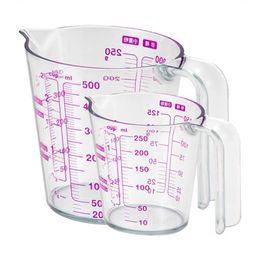 250/500ml High Quality Plastic Measuring Cup Clear Scale Show Transparent Mug Pour Spout Device 210615