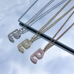 Pendant Necklaces Luxury Copper Zircon Letter Chain Necklace Punk Hip Hop Style Fashion Ladies Men Jewellery