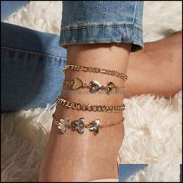 Anklets Jewelry 22 Cm Ankle Bracelets Fashion Aessories Four-Layer Anklet For Women Feet 2021 Drop Delivery Wgtvf