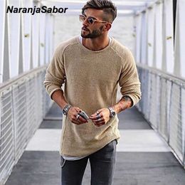 NaranjaSabor Men's Sweater 2020 Autumn Winter Slim Solid Men Casual Pull Jumper Male Brand Clothing EU Size N545 Y0907