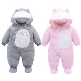 born Baby Romper Japanese Anime Infant Cotton Boy Girl Hooded Thick Clothes Winter Bebe Outfits 211101