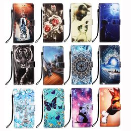Printed Mandala Butterfly Flower Leather Wallet Cases For iPhone 13 12 Mini 11 Pro XR XS Max X 8 Samsung S8 S9 S10 Plus S20 FE S21 Ultra Note 10 20 A12 A22 A32 A42 A52 A72 A02