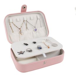 Fashion Travel Jewelry Organizer Box Storage Case Girl Portable PU Leather Earring Ring Necklace Jewellery Boxes 16*11*5cm