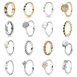 NEW 2021 100% 925 Sterling Silver Flower Pearl Ring Fit DIY Original Bracelet Fshion Jewelry Gift