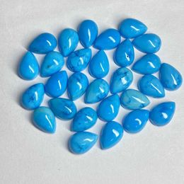 Meisidian 7x10mm Loose Gemstone Flatback Cabochon Natural Blue Turquoise Stone H1015