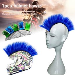 Motorcycle Helmets Bicycle Universal Synthetic Wigs Helmet Hawks Mohawk Reusable Accessories Racing Outdoor Hair Sticker Stick On Solid