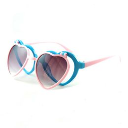 Kids Size Lovely Heart Shape Double Frame Sunglasses Cute Girls Eyewear With UV400 Protection Lens Wholesale