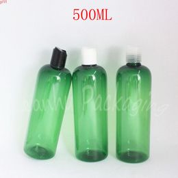 500ML Green Plastic Bottle Disc Top Cap , 500CC Empty Cosmetic Container Shampoo / Lotion Packaging Bottlehigh qty