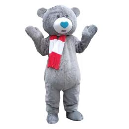 Halloween Gray Teddy Bear Mascot Costume Top Quality Customize Cartoon Anime theme character Adult Size Christmas Carnival fancy dress