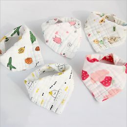 Muslin Baby Bibs 8 Layers Gauze Cotton Newborn Scarf Triangle Burp Cloth Bebe Smock Bandana Christmas Accessories Cartoon 18 Designs DW5613