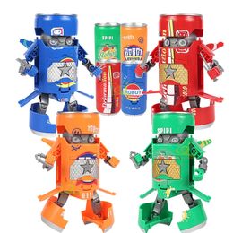 Creative Deformed Soda Robot Novelty Games Warrior Model Beverage Can Deformation Toys City Action Figures Robots For Boy Adult Christmas Gift