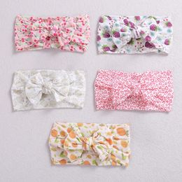 27pc/lot New Baby Fruit Prints Nylon Headbands,Spring Summer Floral Bows Wide Nylon Turban Headband,Children Girls Head wraps