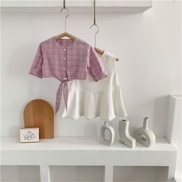 Spring Arrival Girls Long Sleeve 2 Pieces Suit Blouses+skirt Kids Clothing 210528