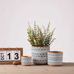 Cutelife Nordic Ins Ceramic Flower Pot Geometry Round Vases For Decoration Green Plant Flower Pot Office Home Vases Decorative 210623