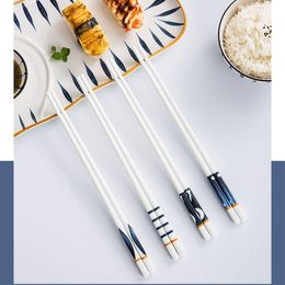 Chopsticks 1Pair Japanese Non-Slip Ceramic Hand Painted High Temperature Sterilizable Portable Reusable Stick