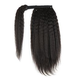 -Magic Paste Человеческие волосы Drawstring Ponytail 100% Kinky Curly 10 12 14 16 18 20 22 24 дюйма