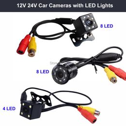 Car Rear View Cameras& Parking Sensors Waterproof Backup Camera With 4 / 8 Led Light Night Vision Rearview Reversing Guideline