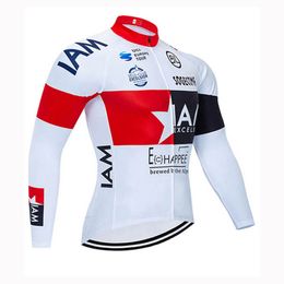 Pro Team IAM Cycling Long Sleeve Jersey Mens MTB bike shirt Autumn Breathable Quick dry Racing Bicycle clothing Outdoor Sportswear Y21042223