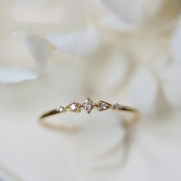 Wedding Rings Vintage Women Gold Filled Ring Dainty Exquisite 925 Sterling Silver Cute Small Simple Flower Girls Gifts Jewellery