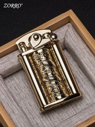 New Brass Kerosene Windproof Lighter Creative Metal Decompression Oil Lighter Dragon Pillar Rocker Ignition Smoking Lighter Collection Gift