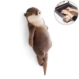 40cm Cute Otter Stuffed Down Cotton Pencil Case Wrist Pad Pillow Children Kids Girls Christmas Birthday Gift 210825