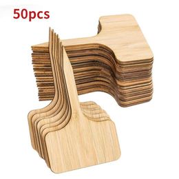 Other Garden Supplies 50Pcs Tools T-Type Bamboo Plant Labels Eco-Friendly Wooden Sign Tags Markers Seed Potted Herbs Flowers