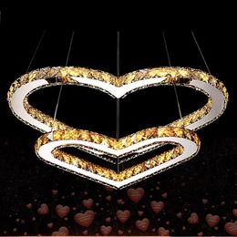 Pendant Lamps Modern Heart Chandelier Stainless Steel K9 Crystal LED Lights Cristal Ceiling Lamp Fixtures For Bedroom Dining Room