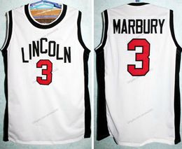 Custom Retro Stephon Marbury #3 Lincoln High School Basketball Jersey Ed White Size S-4xl Any Name and Number Jerseys