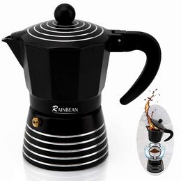 -High-End-Design-Haus-Moka-Topf 3 Tassen schwarze Kaffeetopf Aluminium-Espressomaschine 6 oz schwarz