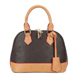 Qualidade ALMA BB Tote Couro Genuíno Bolsa Feminina Designers de Luxo Shell Bag Laides Crossbody Bolsas de Ombro com Fechadura 25cm