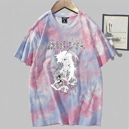 Angels of Death Anime Fashion Short Sleeve Round Neck Tie Dye T-shirt Y0809