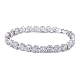 Korea Style Trendy Woman White Gold Color Flower Shape Crystal Bracelets Charm Accessories For Engagement GLS0483 Link, Chain