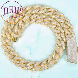 20mm Long Button Cuban Necklace Gold Color AAA Zircon For Men Plated Hip Hop Chain Jewelry X0509