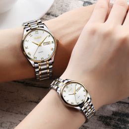 OLEVS Luxury Brand Lover Women Waterproof Couples es Female Wristwatches Quartz Men Stainless Steel Watch 1Pair