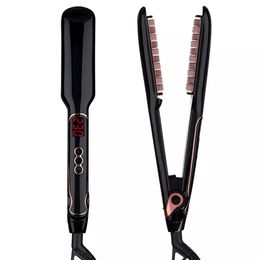 Hair Straighteners Hair Crimper Flat Iron Professional Straightening Curling Iron With LCD Display 2 In 1 Hair Iron Comb