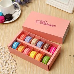 5 Colors Candy Color Macaron Box 12 Cells Gift Wrap Cake Biscuit Muffin Boxes 20*11*5CM Food Packaging Gifts PaperRRD12129